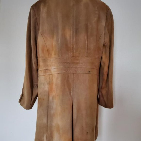 LONG WINTER wool trench pea COAT plus 12 14 16 tie dye brown tan beige camo - Picture 4 of 4